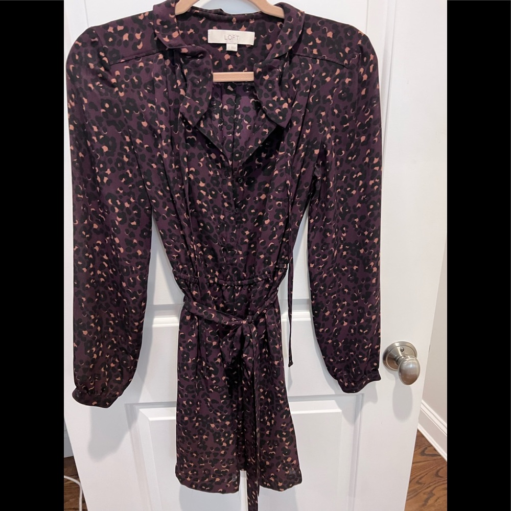 Loft simple dress purple and tan